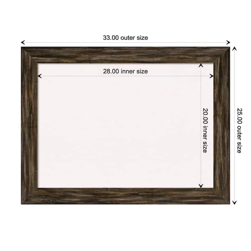 Fencepost Narrow Wood Framed White Corkboard Bulletin Board - Fencepost Brown Narrow - Board Size 28x20