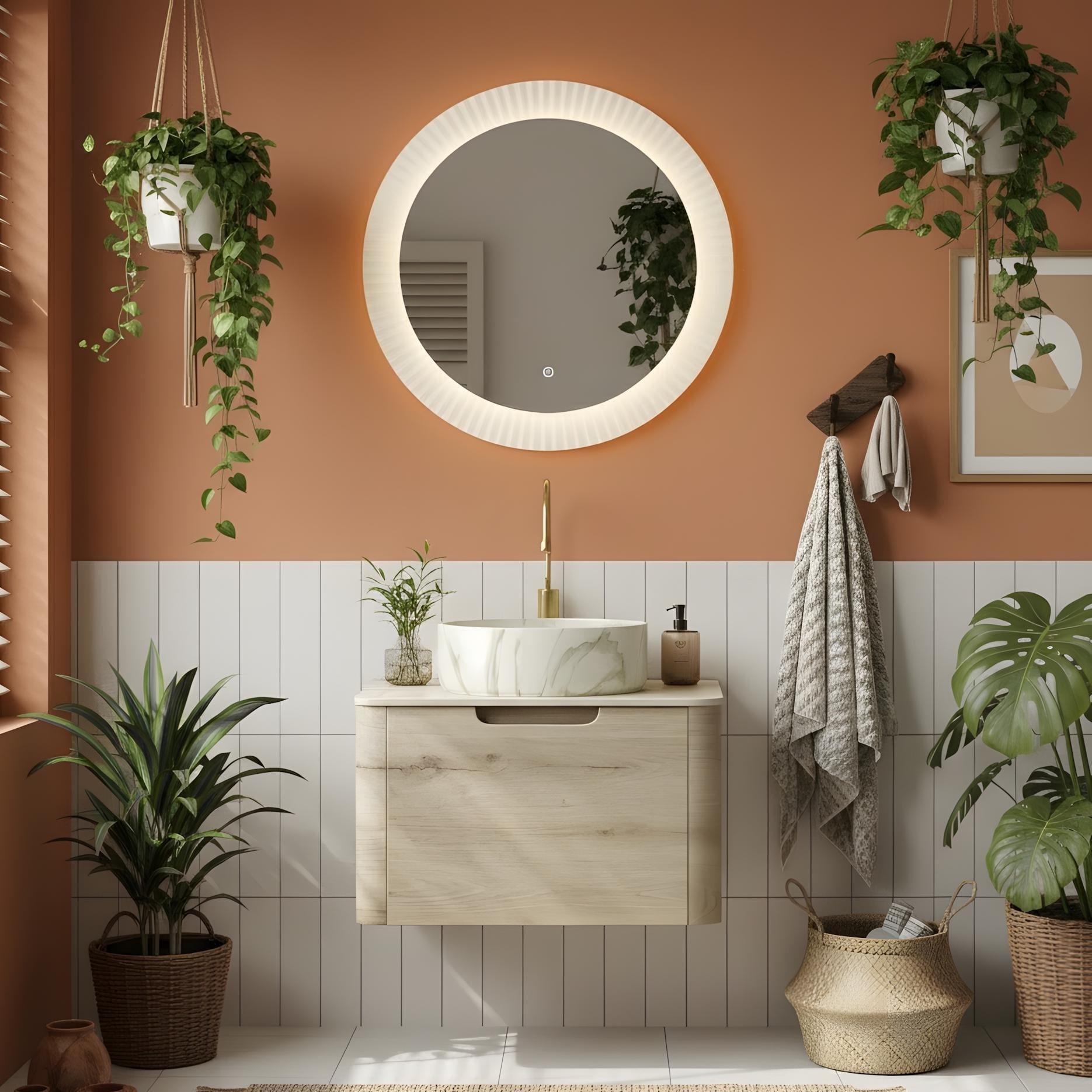 Modern luxury wall-mounted bathroom vanity with artistic sink