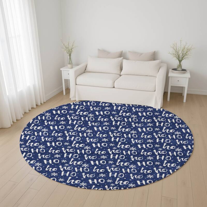 Premium Washable Super Soft Christmas Ho Ho Mayfield Rug - Navy - 8' x 8'