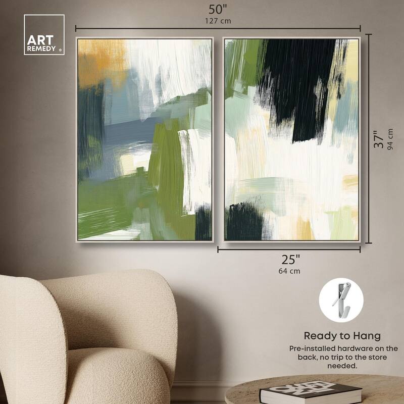 Textured Greens I Canvas Set of 2 by Art Remedy