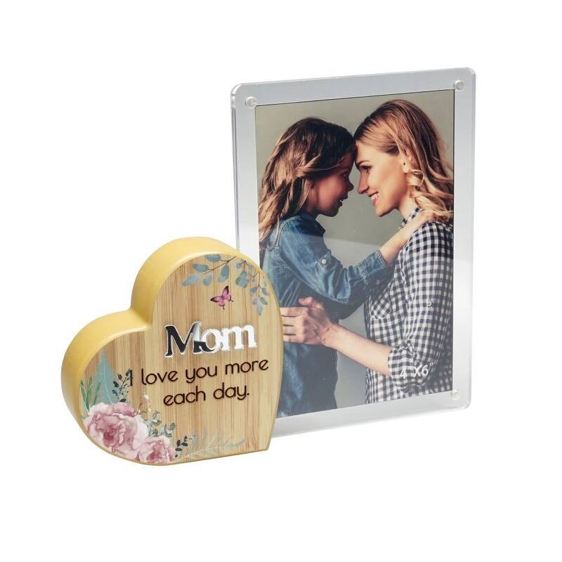 Heart With Text And Clear Photo Frame- Mom Photo Frame