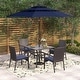 preview thumbnail 24 of 30, MAISON ARTS 6-Pieces Outdoor Dining Sets, 37" Square Metal Bistro Table with Umbrella Hole and 4 Rattan Garden Chairs +Navy Umbrella