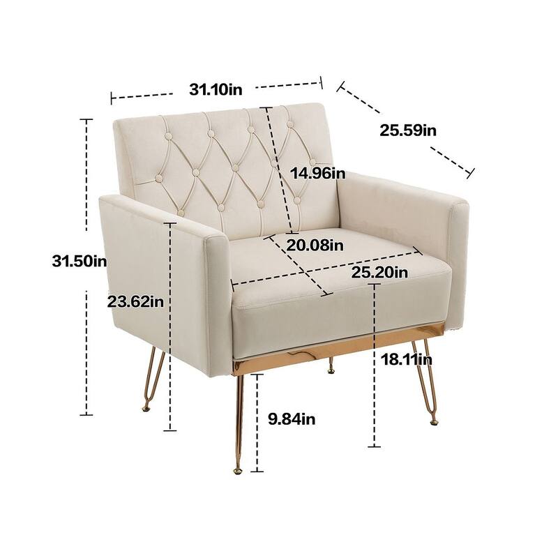 Modern Upholstered Velvet Accent Chair