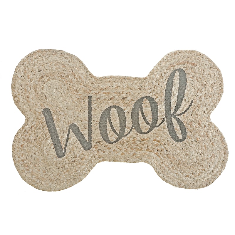 Braided Jute Bone Shape Pet Mat Woof 15 X 23