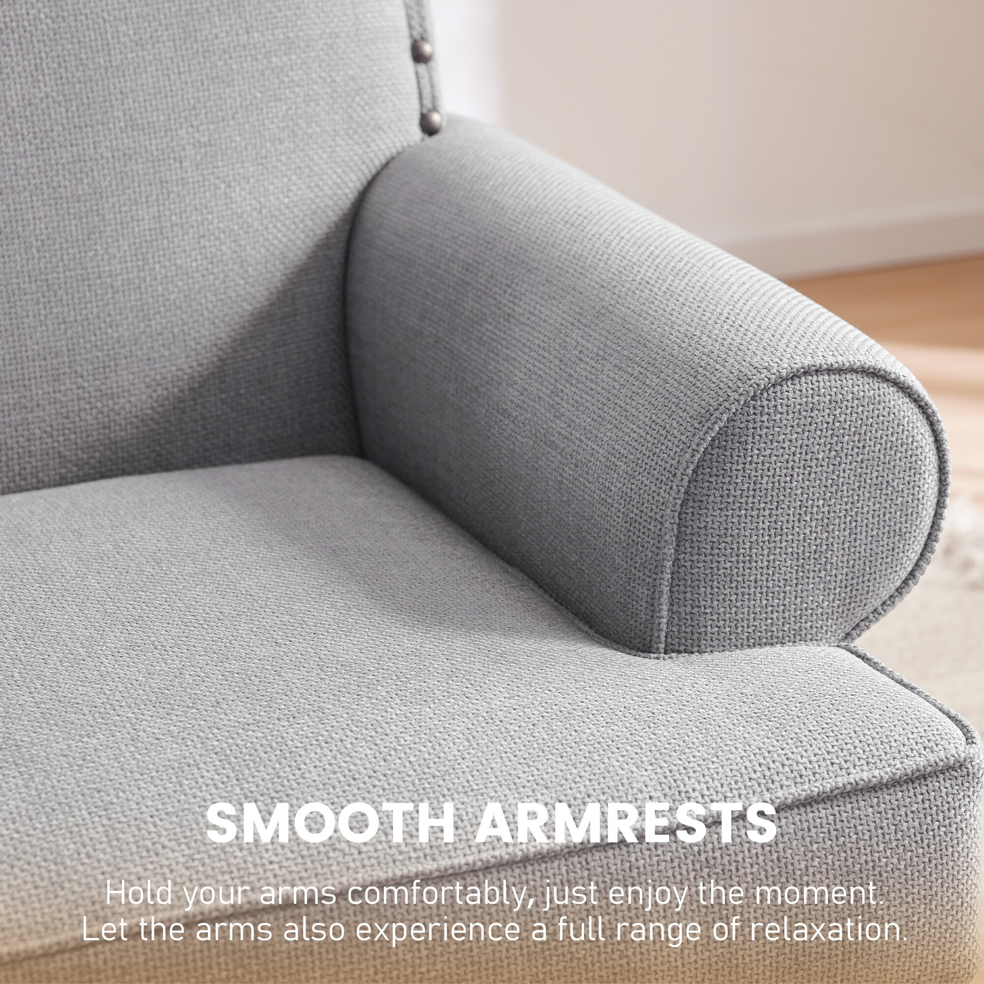 HUIMO Uniquely Designed Riveted Fabric Sofa Single Chair Loveseat