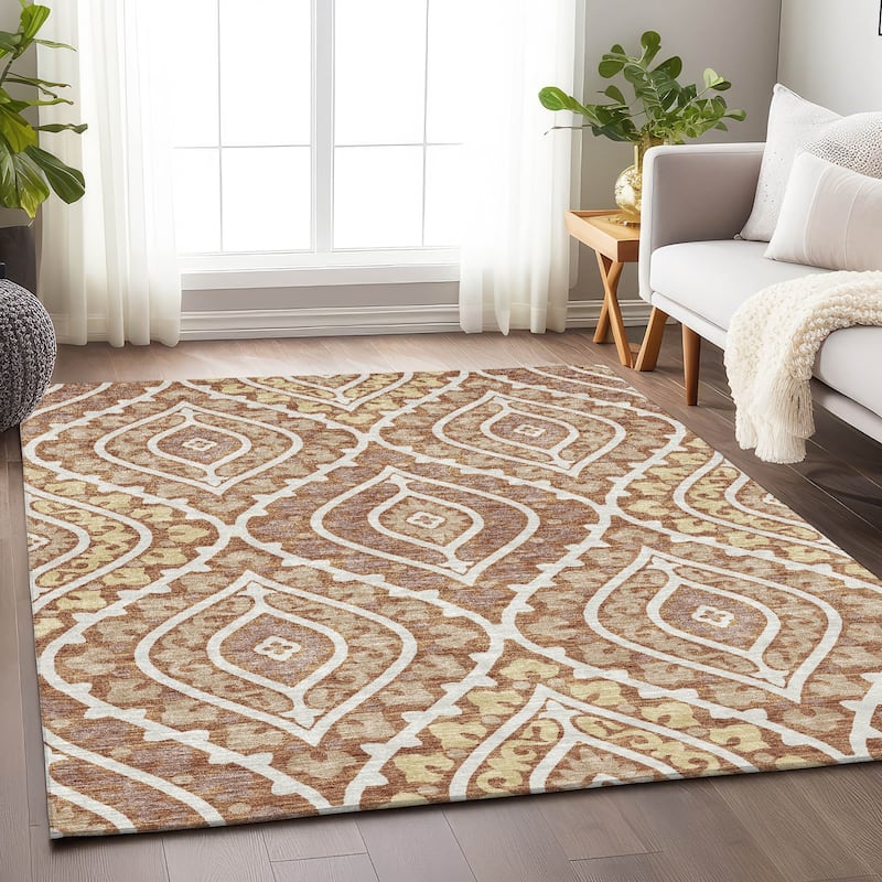 Premium Washable Super Soft Diamond Medallions Mayfield Rug - Paprika - 8' x 10' - Rectangle