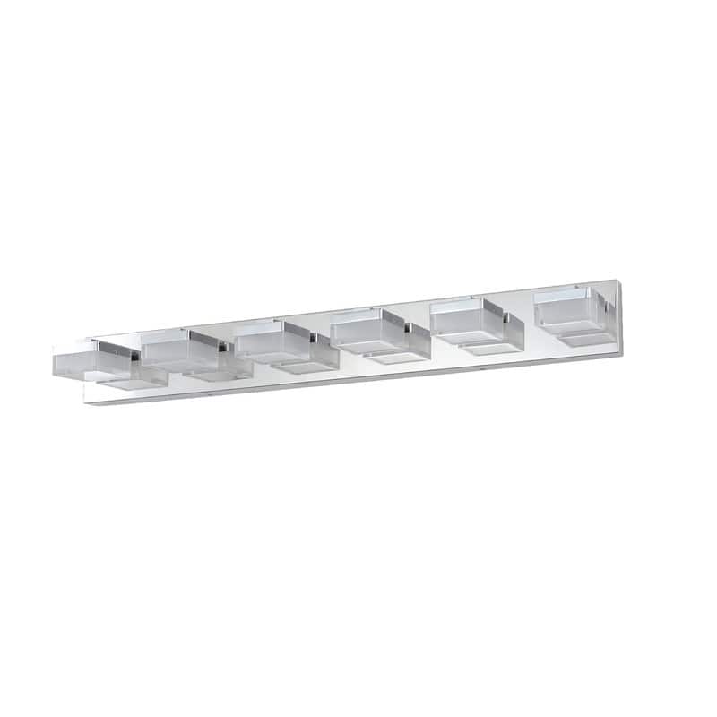 Contemporary 6-Light Chrome LED Vanity Lighting - Mirror Fixture for Bathroom & Dressing Areas‌