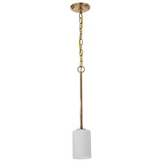 Liam 1 Light Mini Pendant Burnished Brass White Opal Glass - Burnished Brass