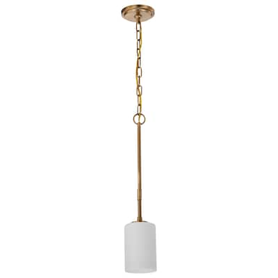 Liam 1 Light Mini Pendant Burnished Brass White Opal Glass - Burnished Brass