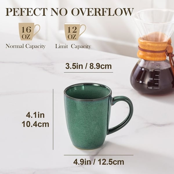 dimension image slide 1 of 3, vancasso STARRY Stoneware 4-Piece Coffee Mug Set 12oz/16oz