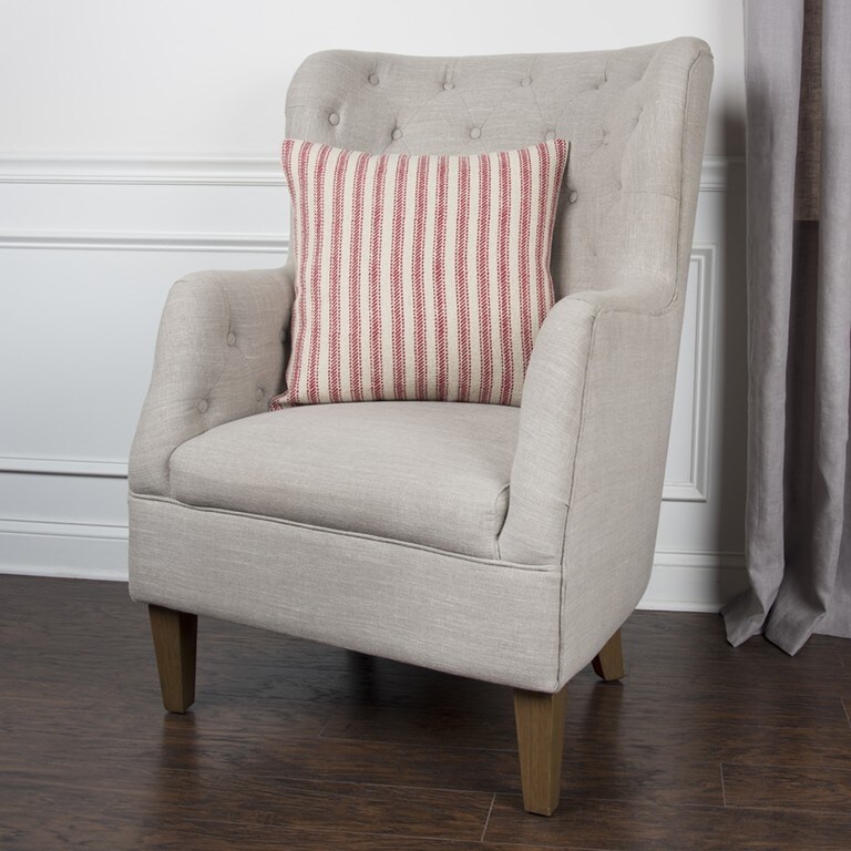 Red Natural Ticking Stripe Throw Pillow Accent Specialty Cotton
