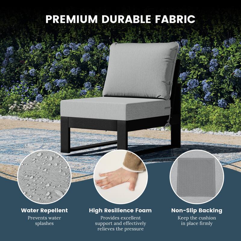 Endless Patio Deep Seating Armless Chair with Black Frame