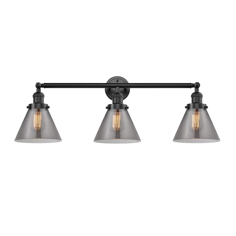 Innovations Lighting Large Cone 3 Light 32" Wide Bathroom Vanity Light - Oil Rubbed Bronze / Smoked