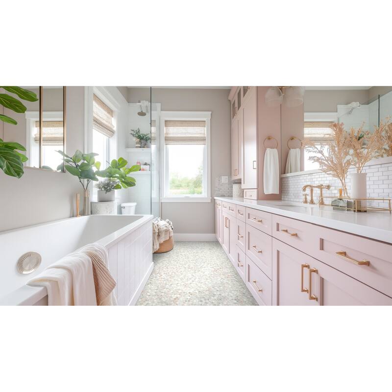 Ackland AKM-G-12X12PR-CA 12" x 12" Glass Penny Floor and Wall Mosaic - Blush Veil