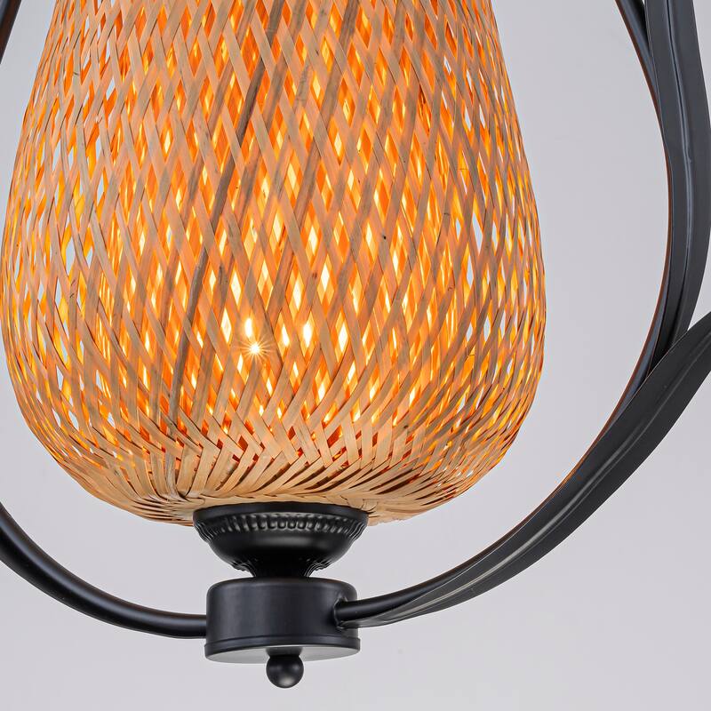 Lia 1-Light Rattan Pendant Light - 20 in. Tall