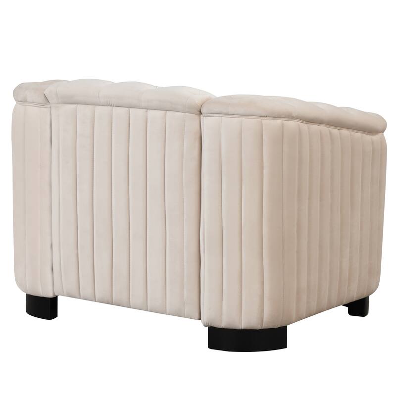 Velvet Modern Accent Sofa Chair with Thick Removable Cushion, Tufted Back, and Solid Wood Legs