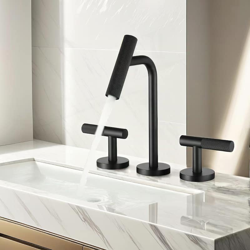 Two Handles Widespread 8 inch Bathroom Faucet - Matte Black