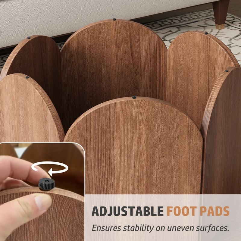 Mid-Century Modern 31" Round Side Table - Sculpted Petal Base, Smooth Faux Wood Finish