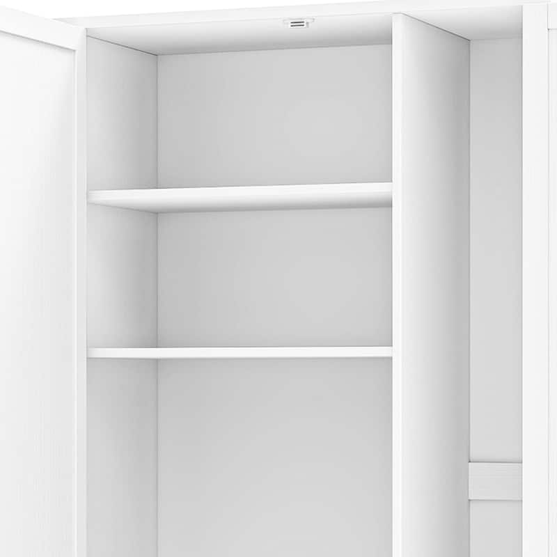 Moasis Farmhouse Wooden Barn Door Cleaning Cabinet with Storage Rack and Hanging Rods