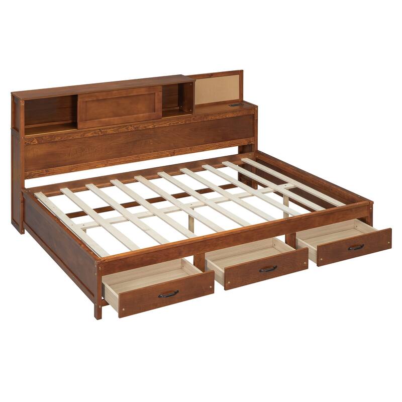 Full Size Wooden Daybed with Storage Drawers and USB Ports for Stylish and Functional Living Spaces