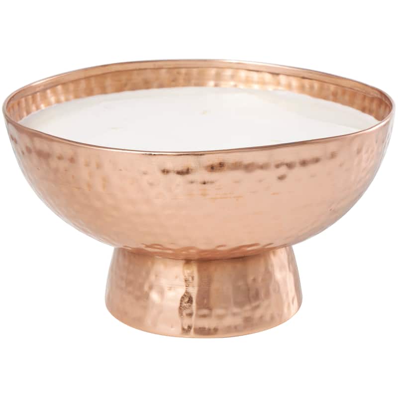 Gold or Copper or Silver Metal Scented Wide Hammered 70 oz 4 Wick Candle with White Wax