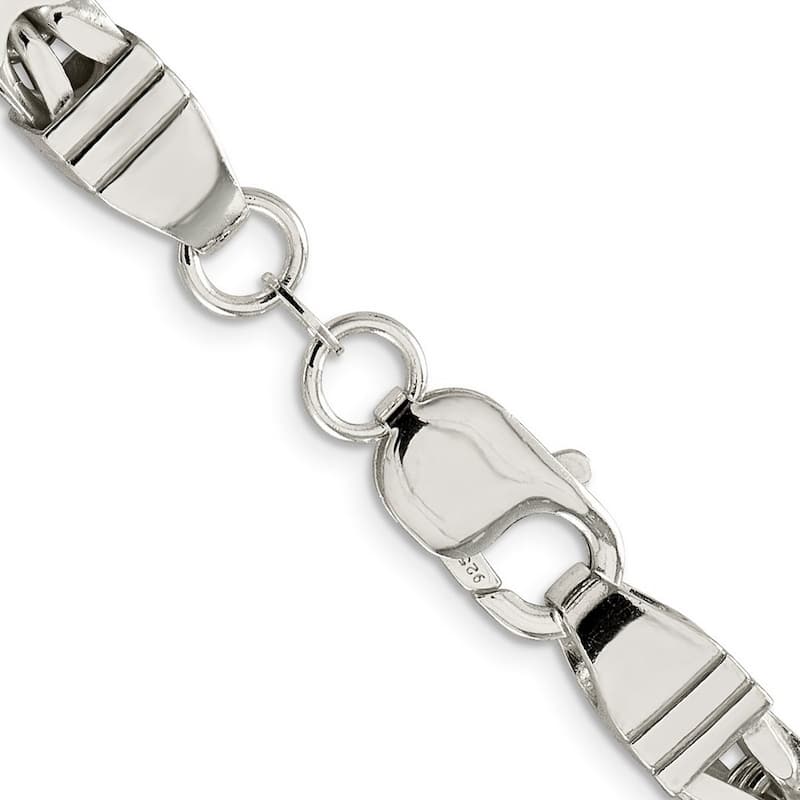Curata 925 Sterling Silver Solid Polished 7.5mm Square Byzantine Chain Anklet 9 Inch Lobster Claw