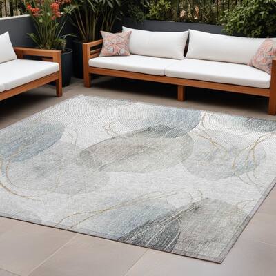Bax Artistic Abstract Weather Resistant Sleek Contemporary Outdoor Rug