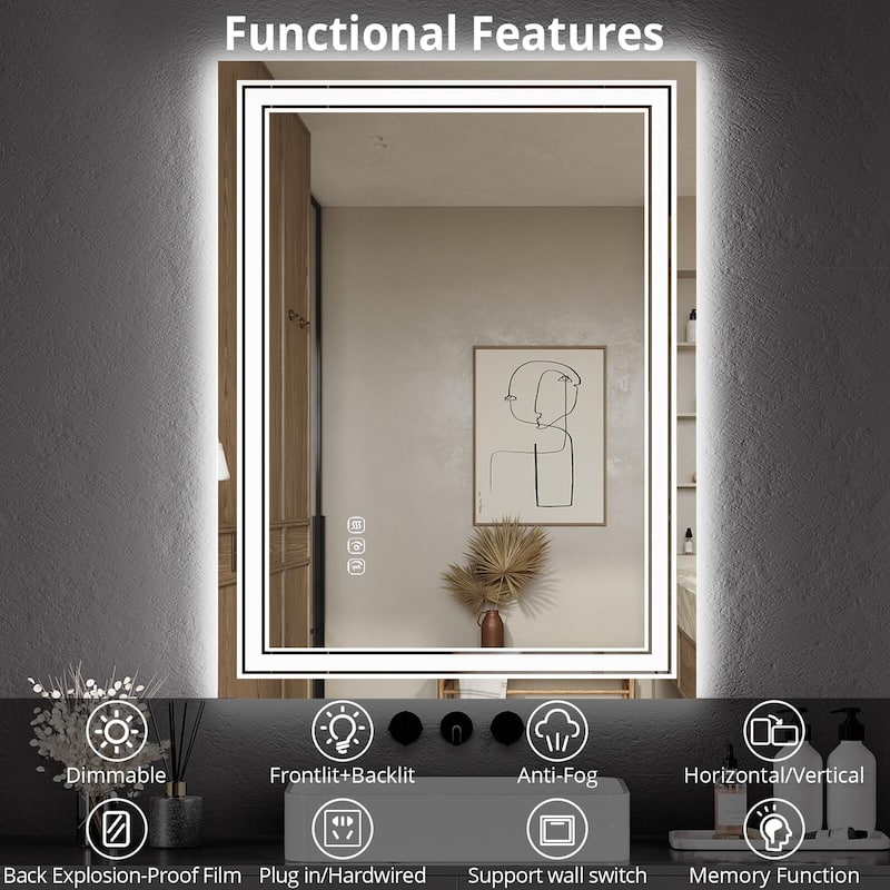 20x28 LED Bathroom Mirror with Lights