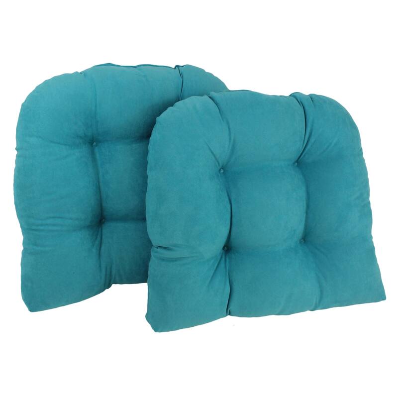 19-inch U-Shaped Microsuede Chair Cushion (Set of 1, 2, or 4) - Set of 2 - Aqua Blue
