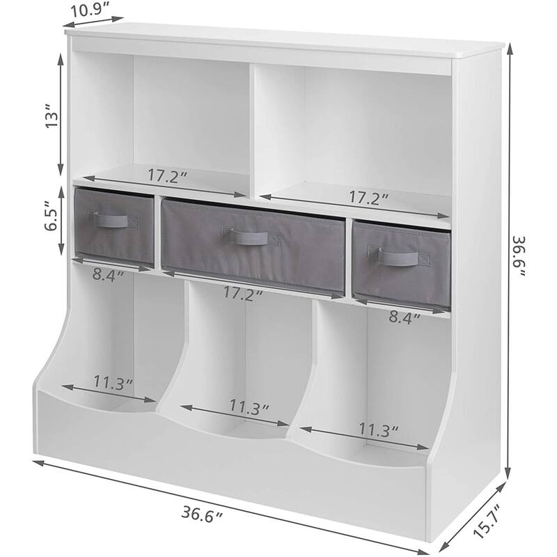 UTEX Toy Storage Organizer with Bookcase, Kid’s Multi Shelf Cubby for Books,Toys