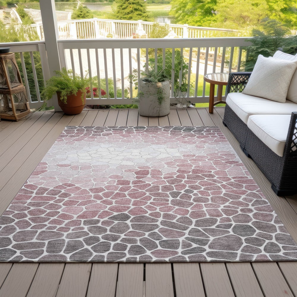 Machine Washable Indoor/Outdoor Contemporary Ombre Chantille Rug