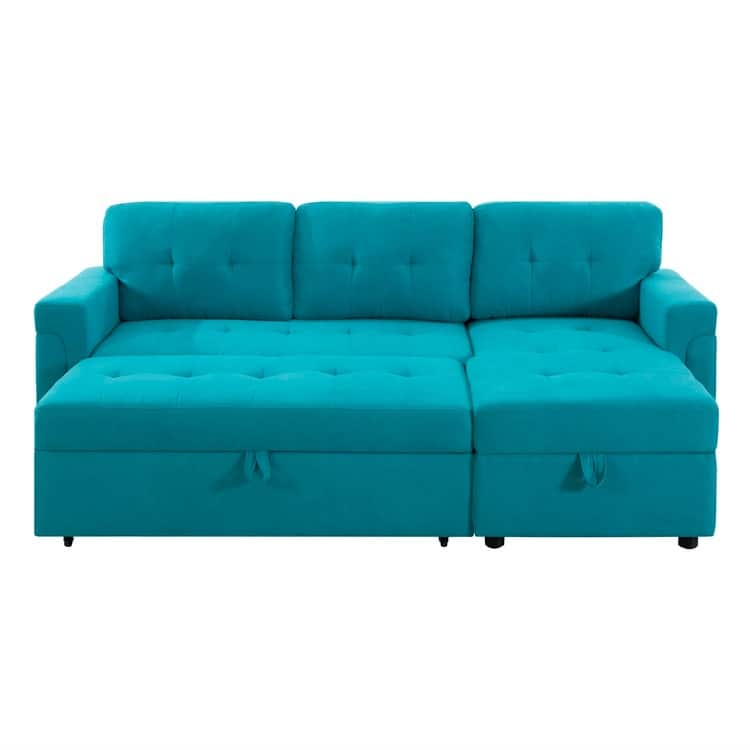 Perry Modern Reversible Sleeper Sectional Sofa with Storage Chaise, Pullout Sleeper Sofa Couch Bed for Living Room