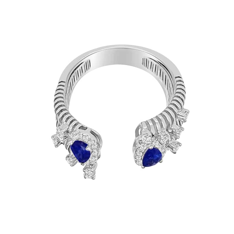 Auriya 14k Gold Sapphire and Diamond Dual Pear Halo Open Band 0.30 ct. tw. (F-G, VS)