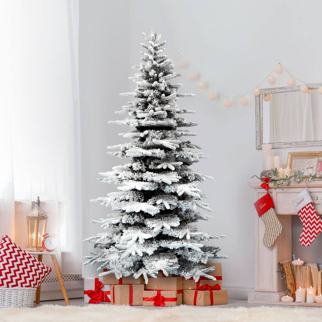 Fraser Hill Farm Plastic/Metal 9-foot Flocked Mountain Pine