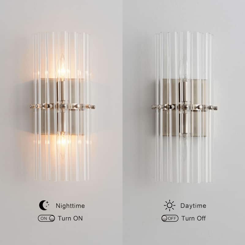 Casandra 2-Light Crystal Glass Bar Wall Sconce