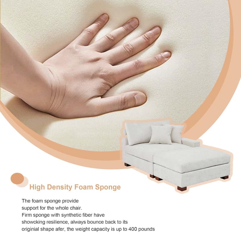 Oversized Chenille Modular Armchair And Ottoman Set Living Room Set