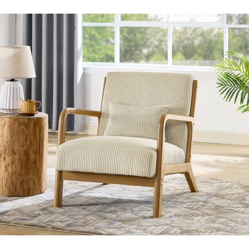 Lounge Chair with Wooden Frame - 32.25" D x 26" W x 30.5" H