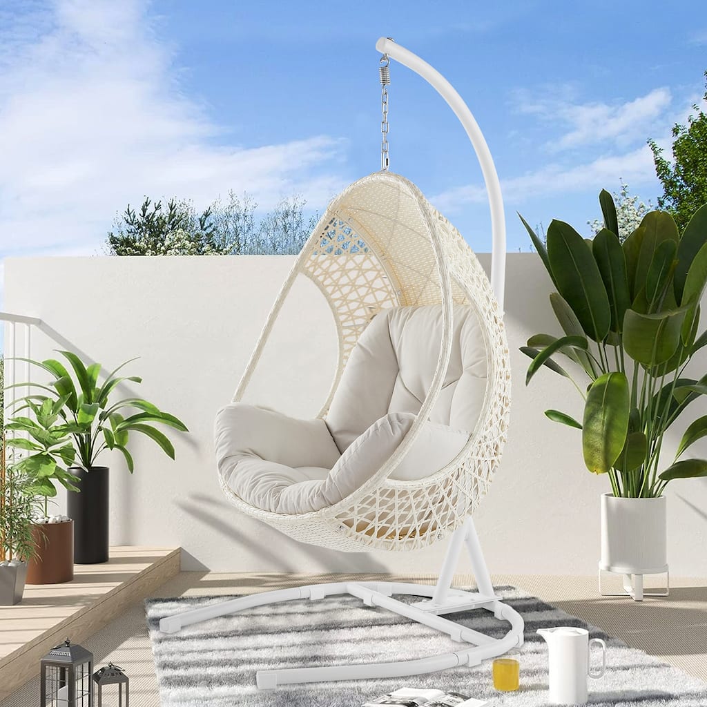 Hanging Egg Chair, Patio Wicker Hanging Basket Swing Chair