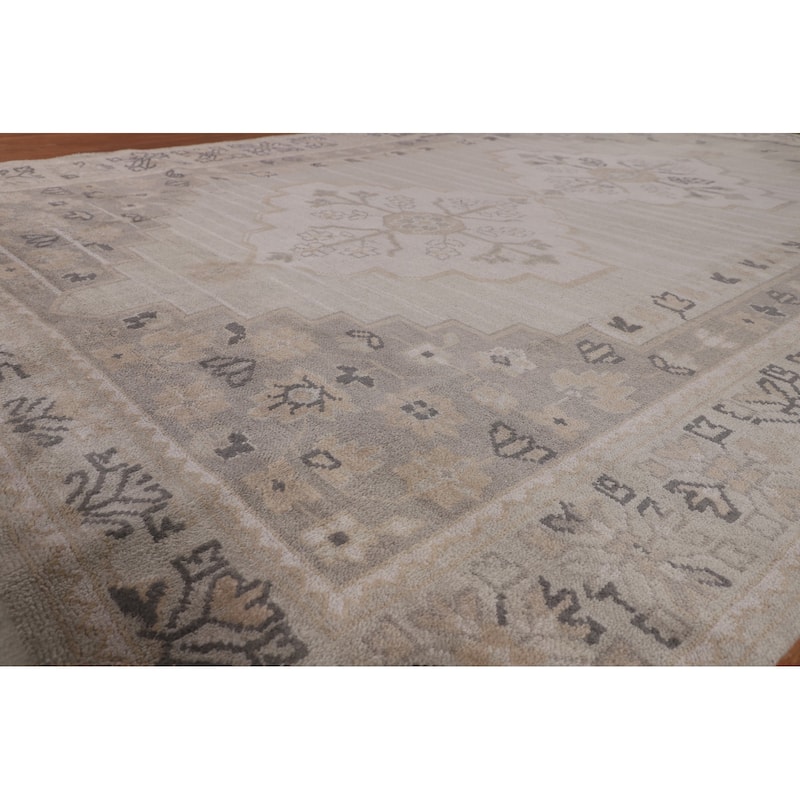 Geometric Heriz Serapi Indian Area Rug Hand-Knotted Wool Carpet - 8'9"x 11'8"