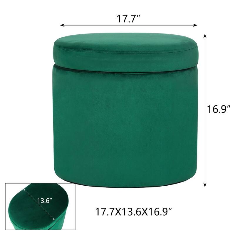 Adeco Oval Storage Ottoman, Modern Velvet Footrest Vanity Makeup Stool