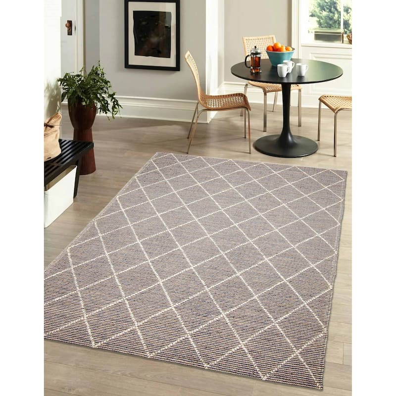ECARPETGALLERY Braid weave Sienna Taupe Wool Rug - 5'1 x 7'5