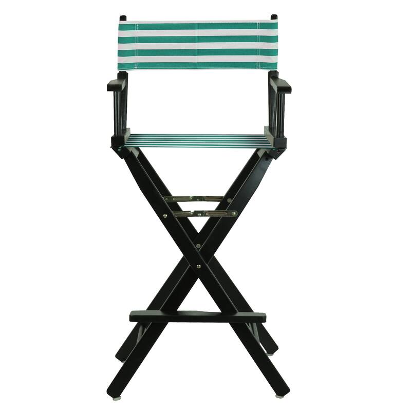 30" Director's Chair Black Frame-Teal Cabana - 23"W x 19"D x 45.5"H