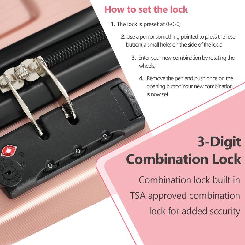 Hardshell Luggage, Lightweight Durable ABS Suitcase with Double Spinner Wheels, TSA Lock, 20 Inch Travel Carry