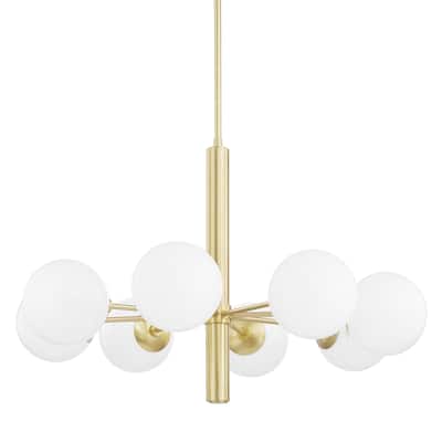Mitzi by Hudson Valley Stella 8-light Chandelier with Opal Shiny Glass