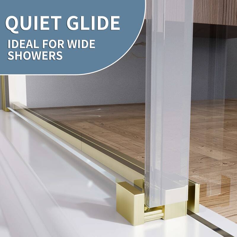 48" x 74" Glass Shower Door Framed Sliding Adjustable Brushed Nickel Clear Shower Enclosure with Hardware Kit