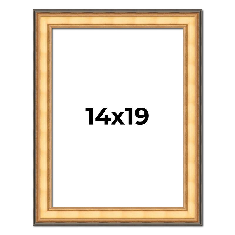 14x19 Frame Gold Plein Aire Solid Wood Picture Frame Width 2 Inches |