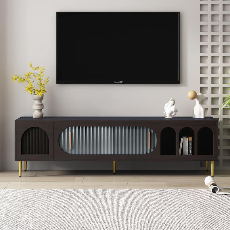 Modern TV Stand with 3 Shelves and 2 Cabinets