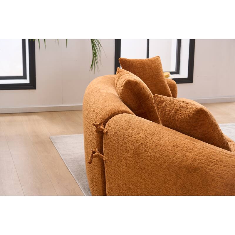 Modular Curved Sectional Sofa, Full Compression 4-Seater Foam Couch, Chenille Boneless Cloud Sofa for Living Room, Bedroom