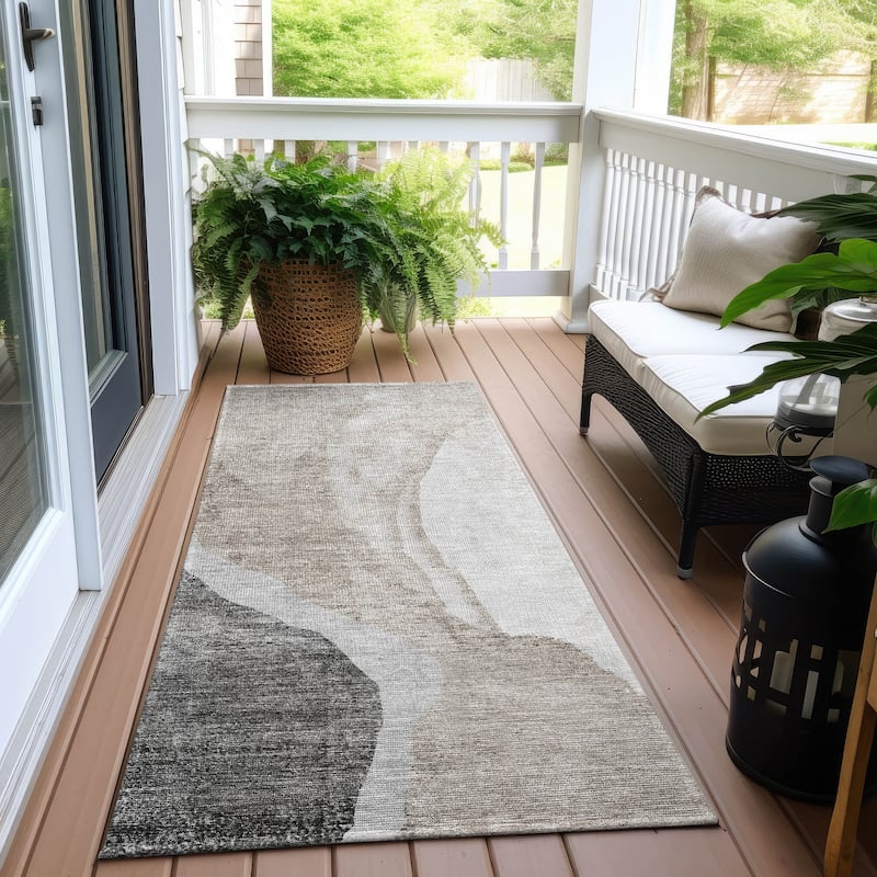 Machine Washable Indoor/ Outdoor Chantille Modern Abstract Rug