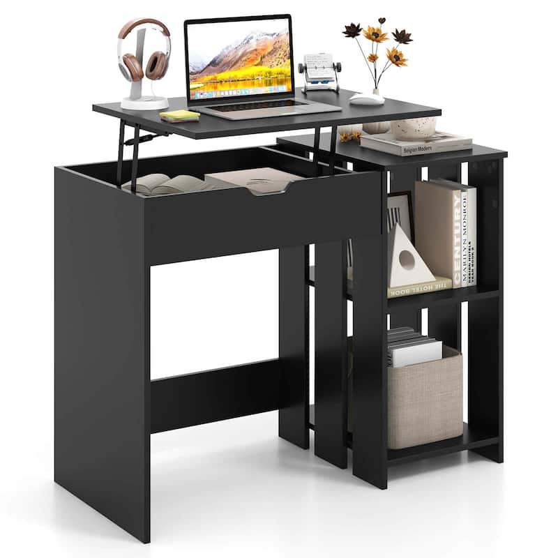 Costway Lift Top Computer Desk Standing Desk with Hidden Compartments - See Details - See Details